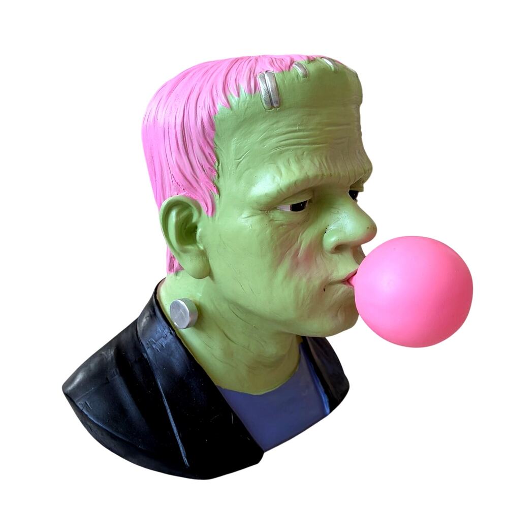 VIRAL Martha Stewart LED Pink Hair Frankenstein Blowing Bubble Bust Halloween